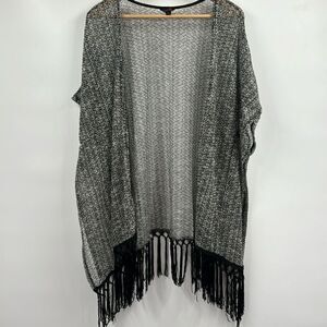Guess Knit Fringed Cardigan Sweater Large